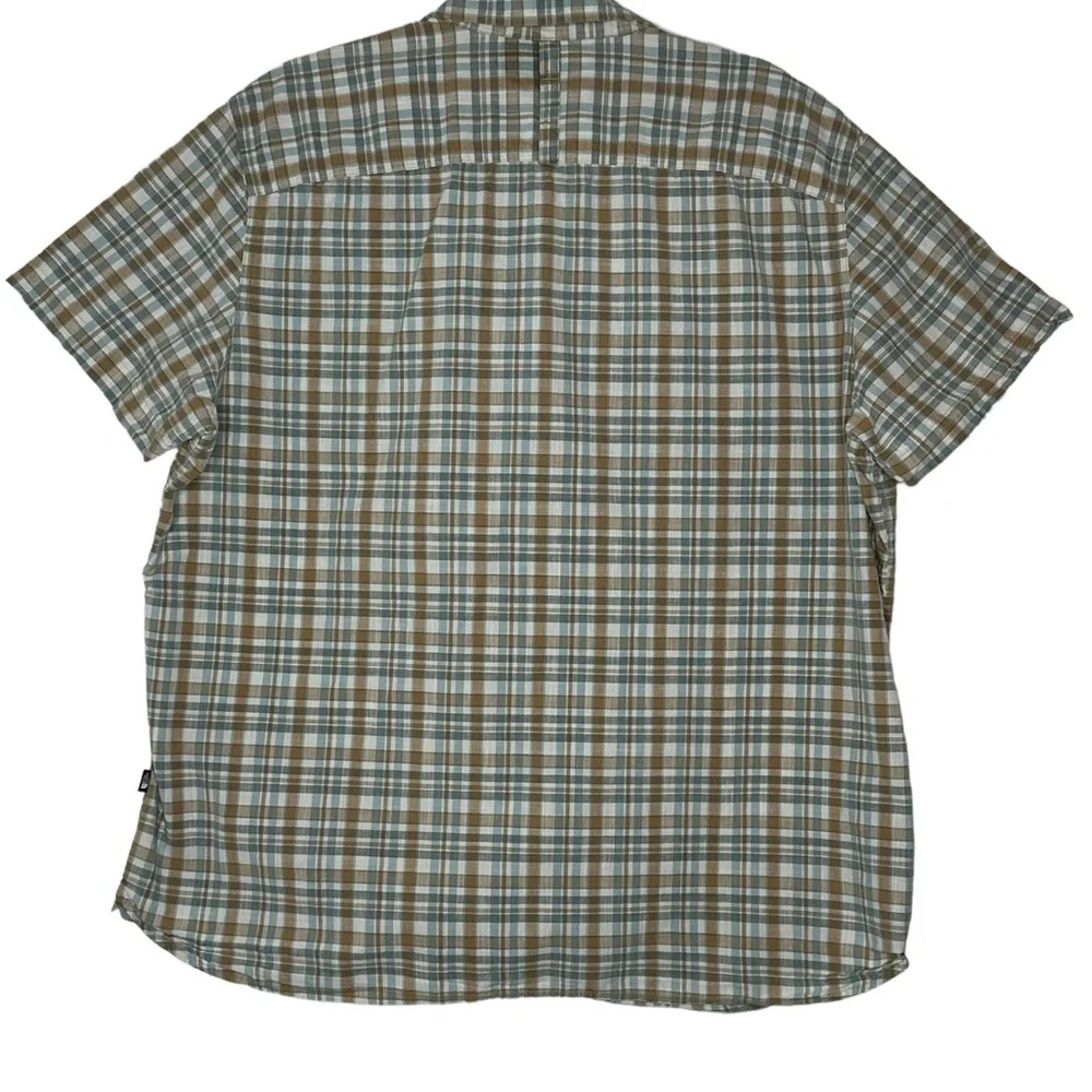 The North Face Button Up Shirt‎ Mens Size XXL Brown/blue Plaid Short Sleeve